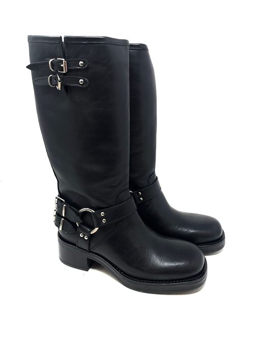 Damen-Bikerstiefel mit kleinen Schnallen IL LACCIO | 3070TEXASNERO